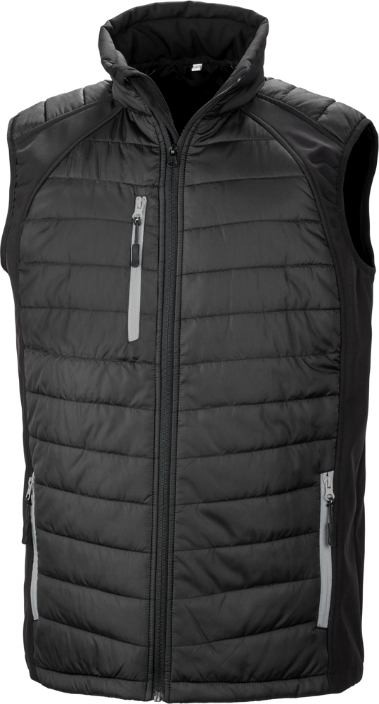 R238X - Black compass padded soft shell gilet