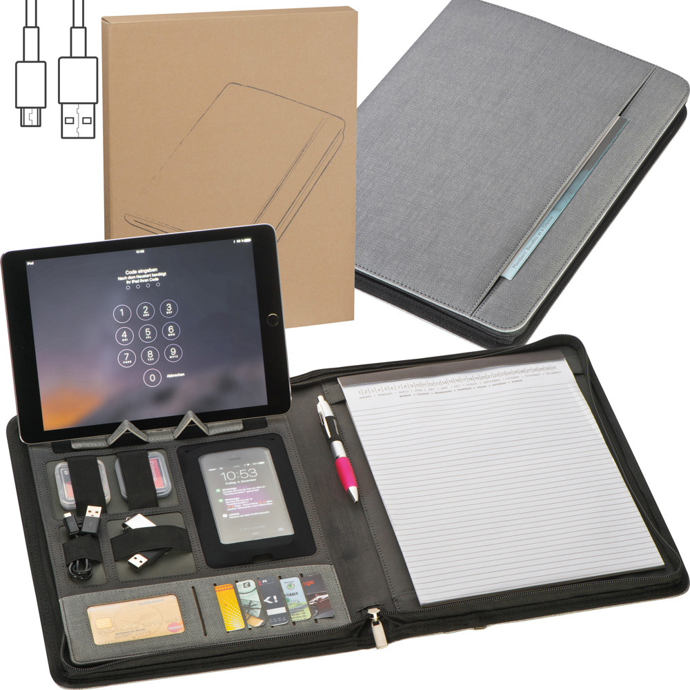 Schreibmappe mit Powerbank Elda