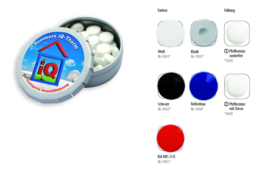 Klick-Dose-45 12 g  ,  Inhalt:  Pfefferminz-Pastillen; zuckerfrei