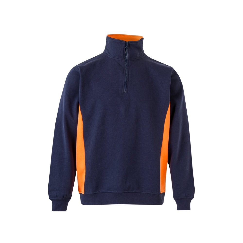 VL SVAROG. Zweifarbiges Frottee-Sweatshirt (260 g/m²), aus Polyester (65 %) und Baumwolle (35 %) - Marineblau, Orange