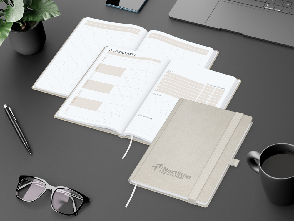 Notizbuch orgaLine Mainbook, White, steingrau