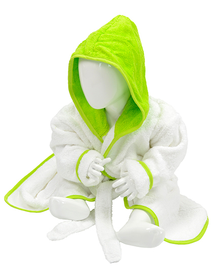 ARTG - Babiezz® Bathrobe With Hood - White, Lime Green