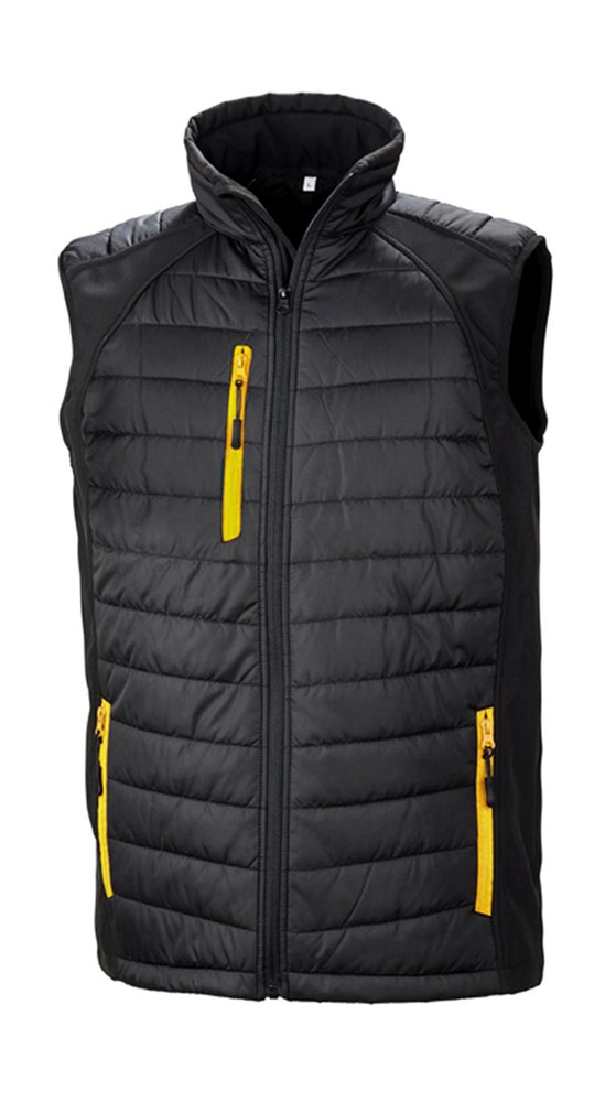 Compass Padded Softshell Gilet - Black/Yellow