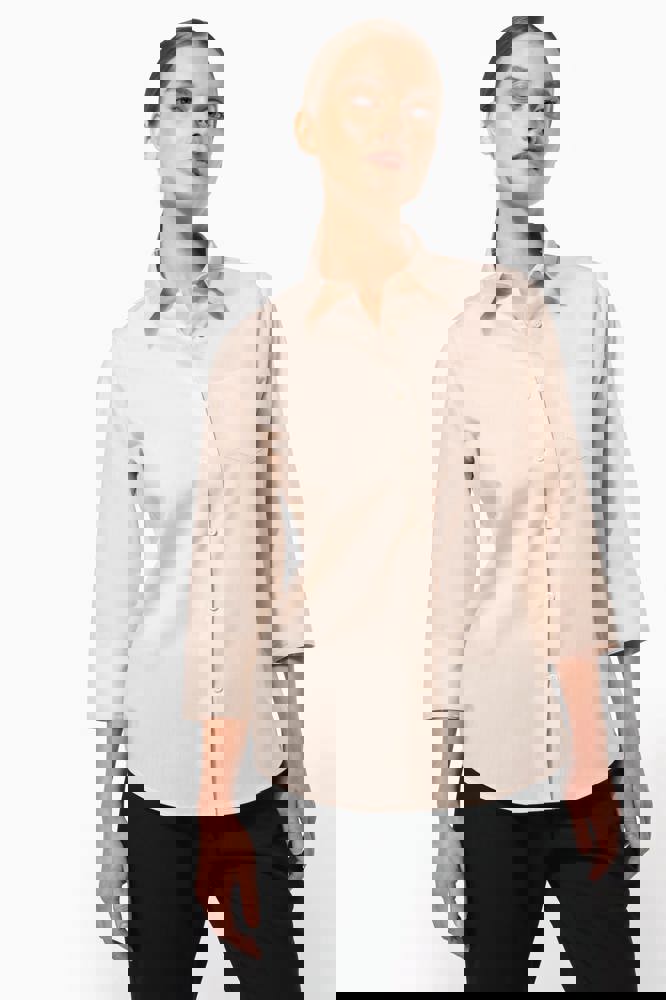 K558C - Popeline Hemd Baumwollpolyester 3/4-Ärmel pflegeleicht für Damen