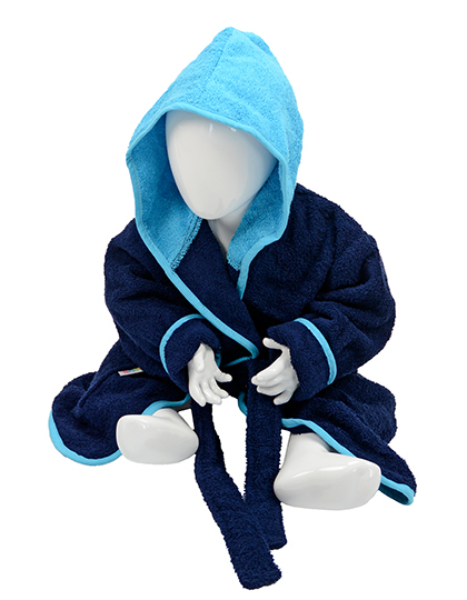 ARTG - Babiezz® Bathrobe With Hood - French Navy, Aqua Blue
