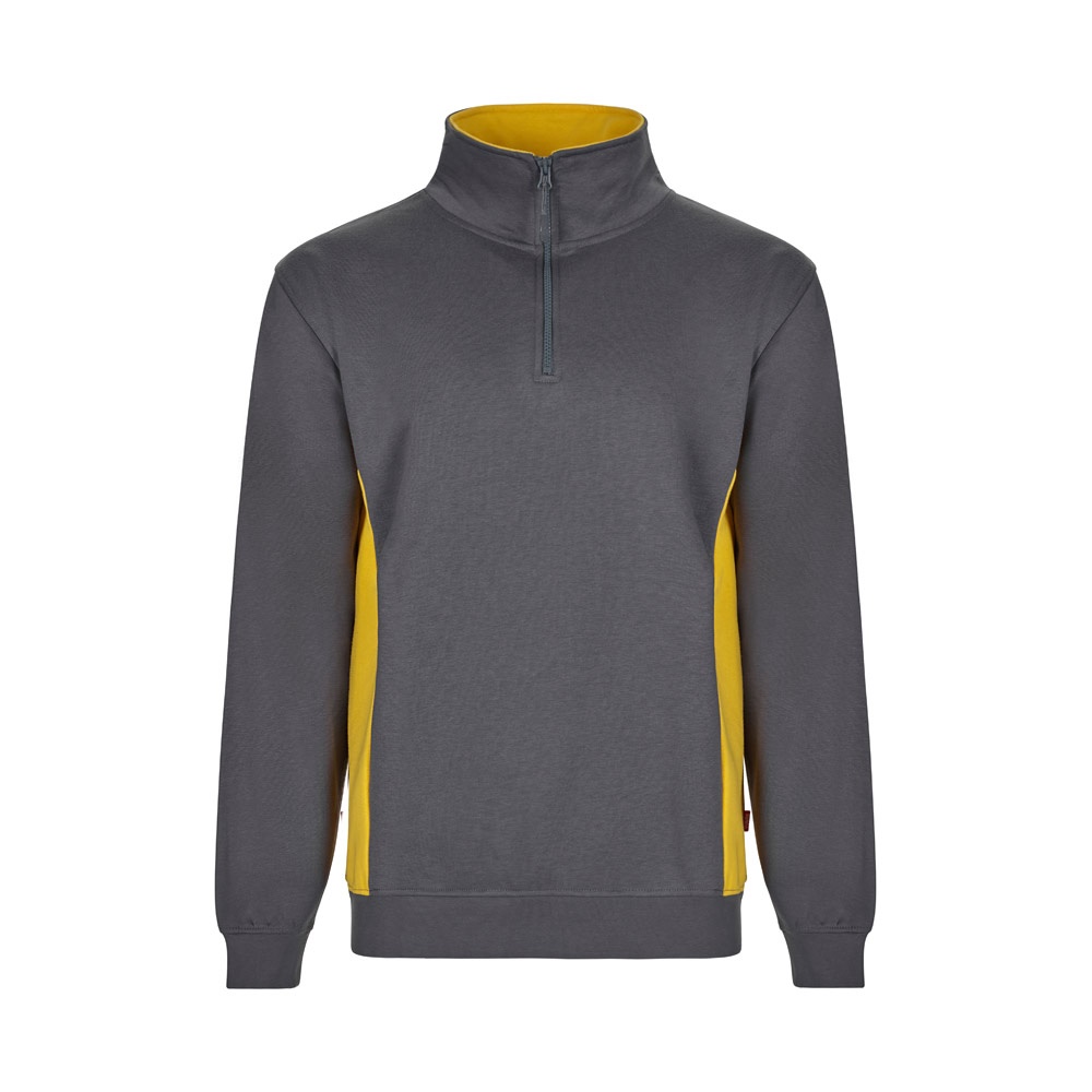 VL SVAROG. Zweifarbiges Frottee-Sweatshirt (260 g/m²), aus Polyester (65 %) und Baumwolle (35 %) - Grau, Gelb