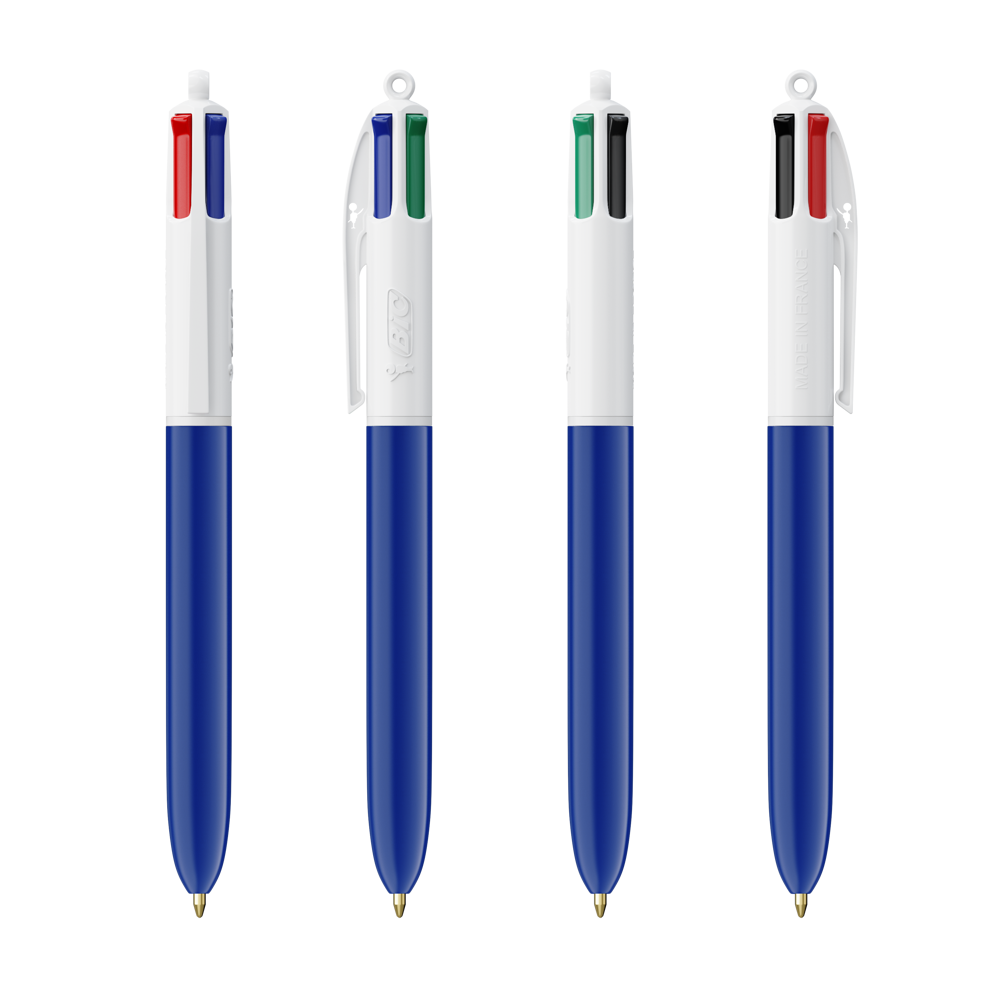 BIC® 4 Colours® Kugelschreiber - Weiß/Marineblau/Ring Weiss