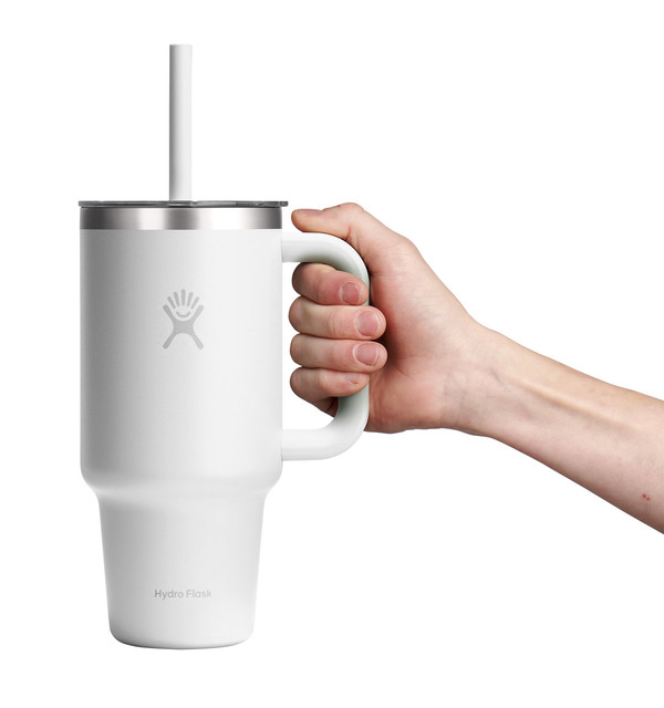 Hydro Flask 32 OZ TRAVEL TUMBLER CLEAR LID WHITE