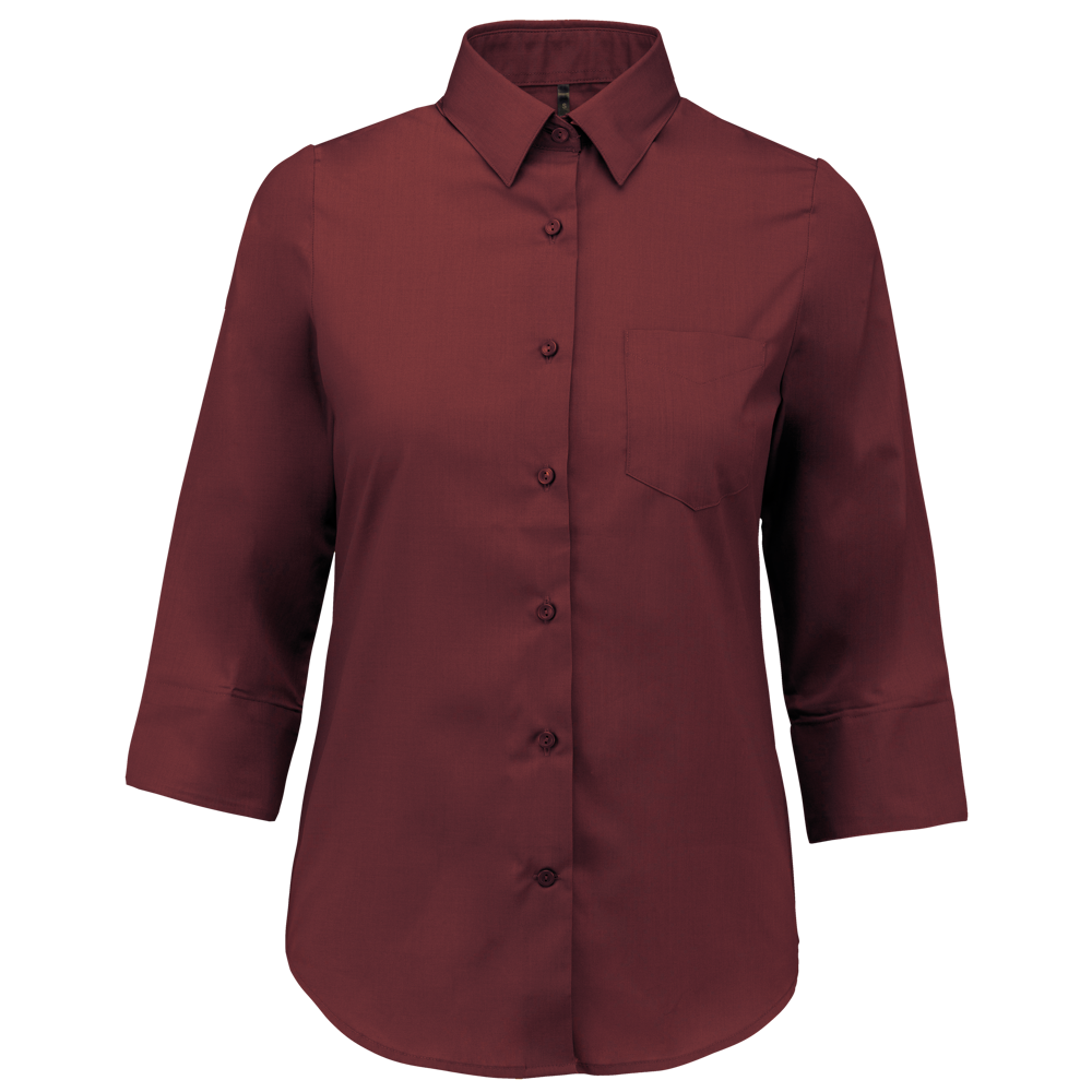 K558C - Popeline Hemd Baumwollpolyester 3/4-Ärmel pflegeleicht für Damen