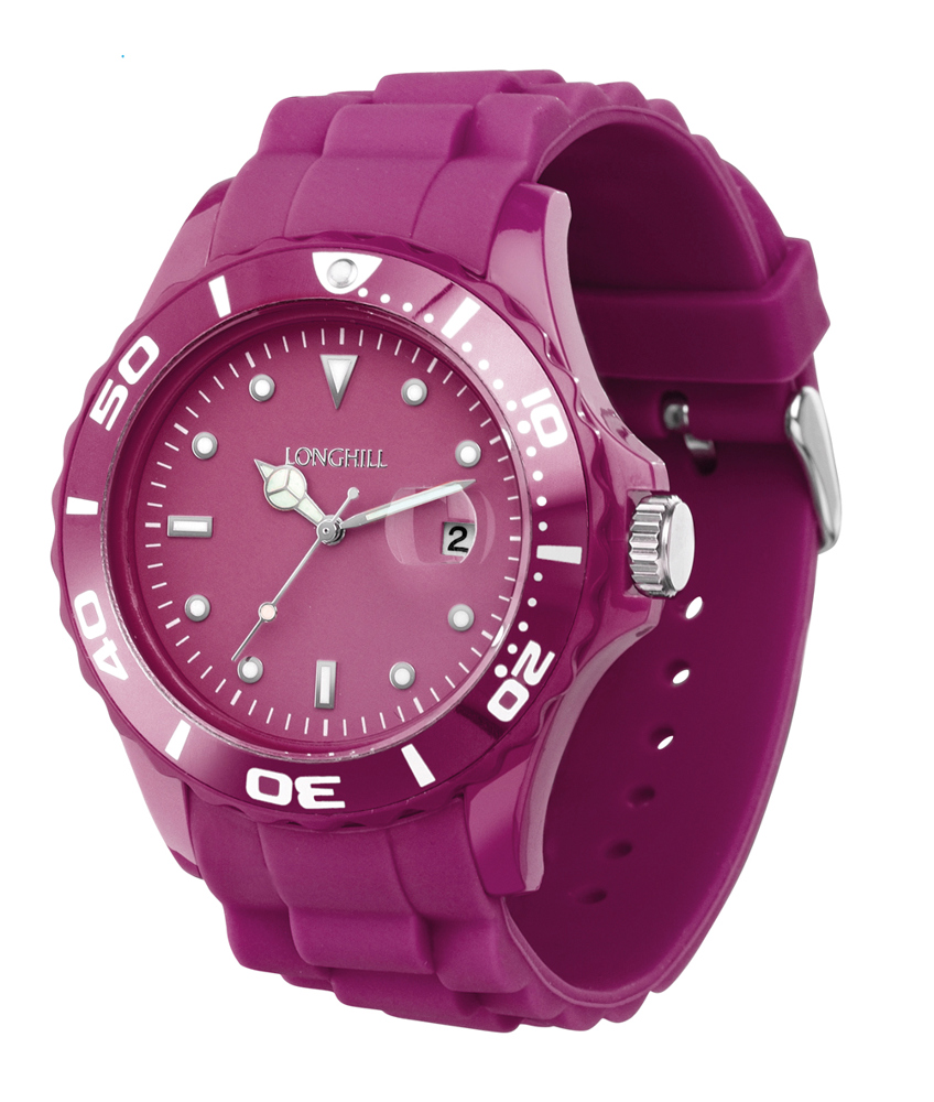 Kunststoffuhr LOGI - fuchsia