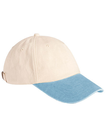 Beechfield - Contrast Peak Low Profile Vintage Cap - Natural, Vintage Light Blue