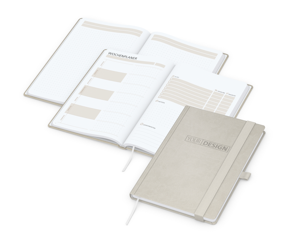 Notizbuch orgaLine Mainbook, White, steingrau
