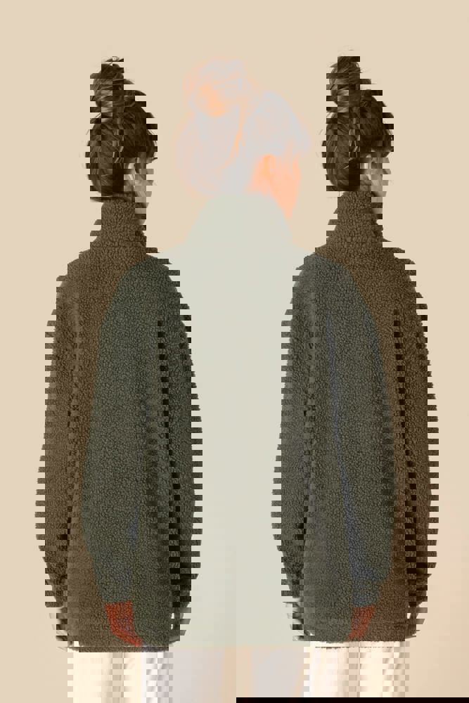 SP404 - Unisex-Sweatshirt aus Sherpa mit Reißverschluss und überschnittenen Schultern