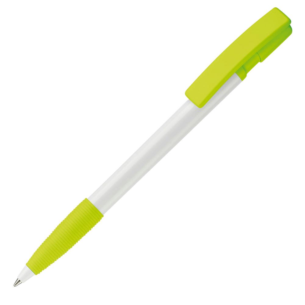 Kugelschreiber Nash Hardcolour mit Gummigriff - Weiss / Hellgrün