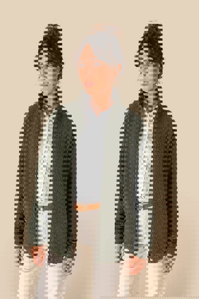 SP404 - Unisex-Sweatshirt aus Sherpa mit Reißverschluss und überschnittenen Schultern