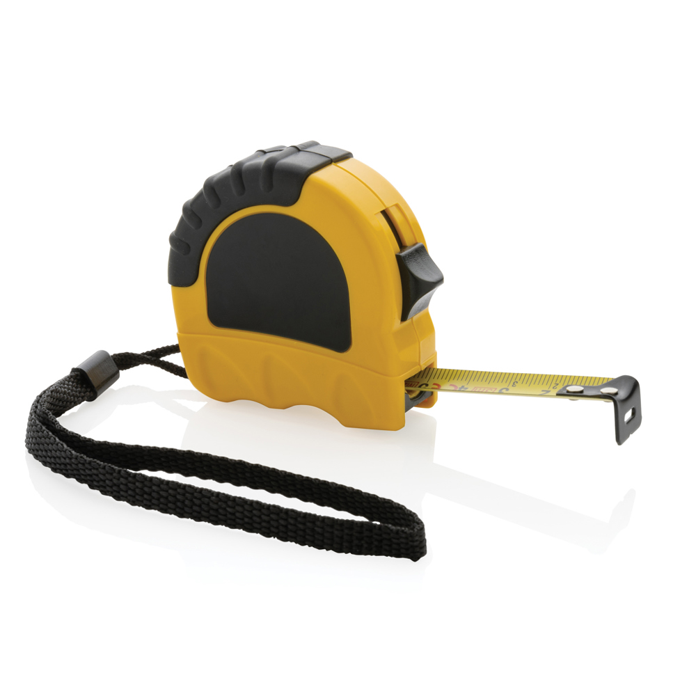 3m/16mm Maßband aus RCS recyceltem Kunststoff - gelb, schwarz (± PMS 123C/ ± PMS Black)