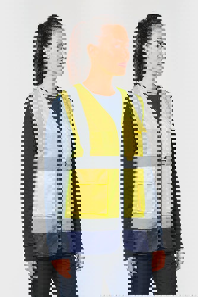 WK618 - Recycelte HI-VIS SICHERHEITSWESTE mit Reißverschluss
