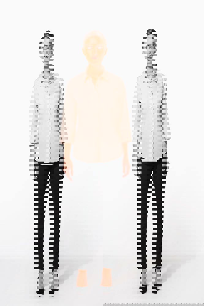 K558C - Popeline Hemd Baumwollpolyester 3/4-Ärmel pflegeleicht für Damen