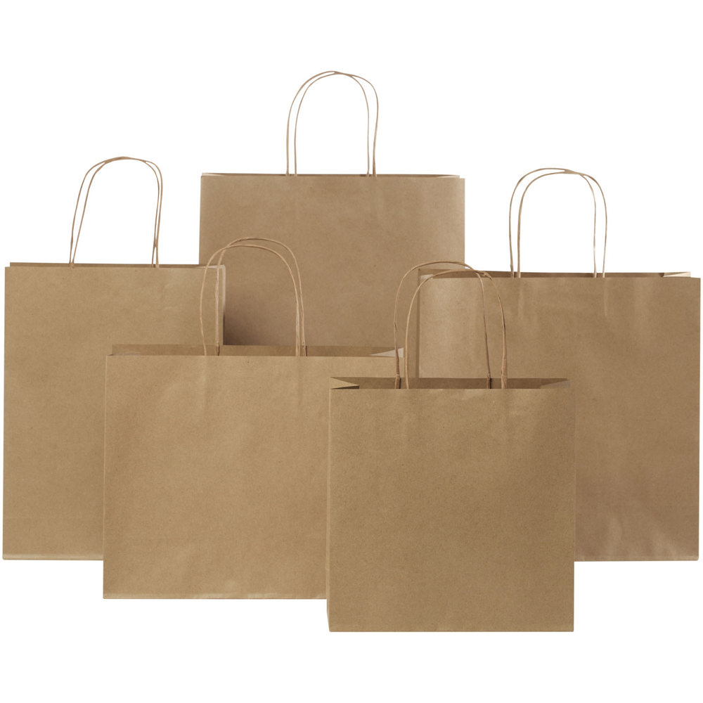 Kraftpapiertasche 120 g/m² mit gedrehten Griffen – 31 × 12 × 31 cm