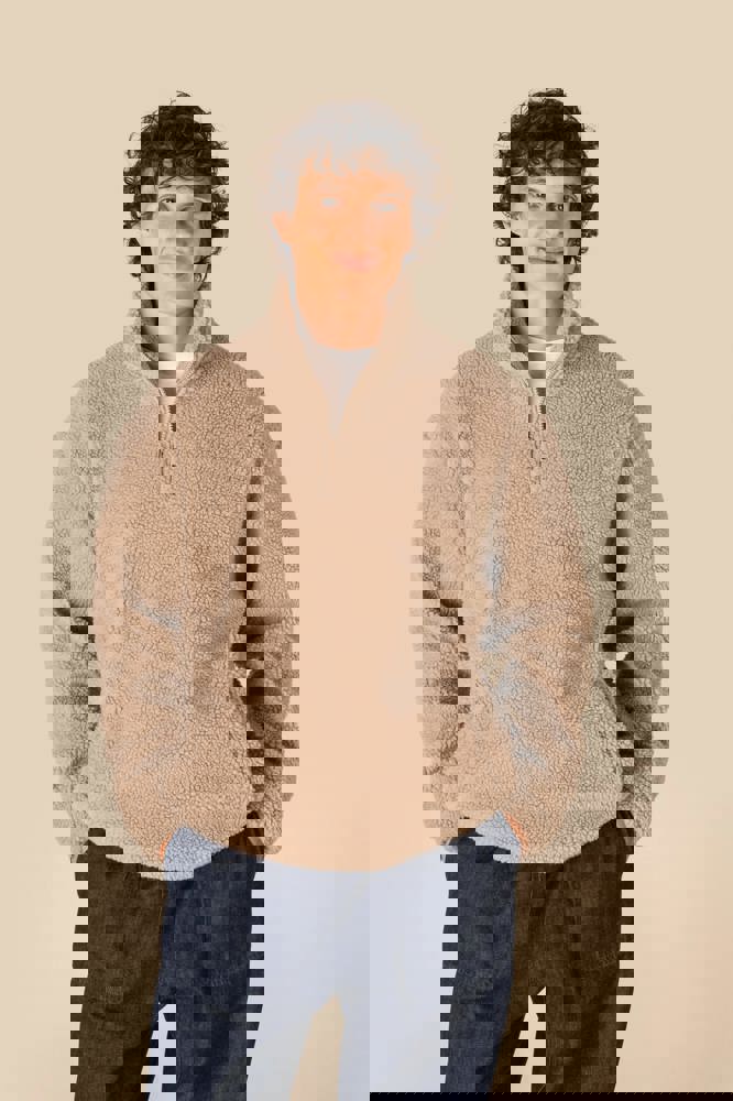 SP403 - Unisex-Sweatshirt mit 1/4-Reißverschluss und überschnittenen Schultern aus Sherpa-Material