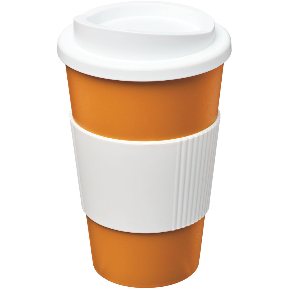 Americano® 350 ml Isolierbecher mit Schutzring - orange, weiss