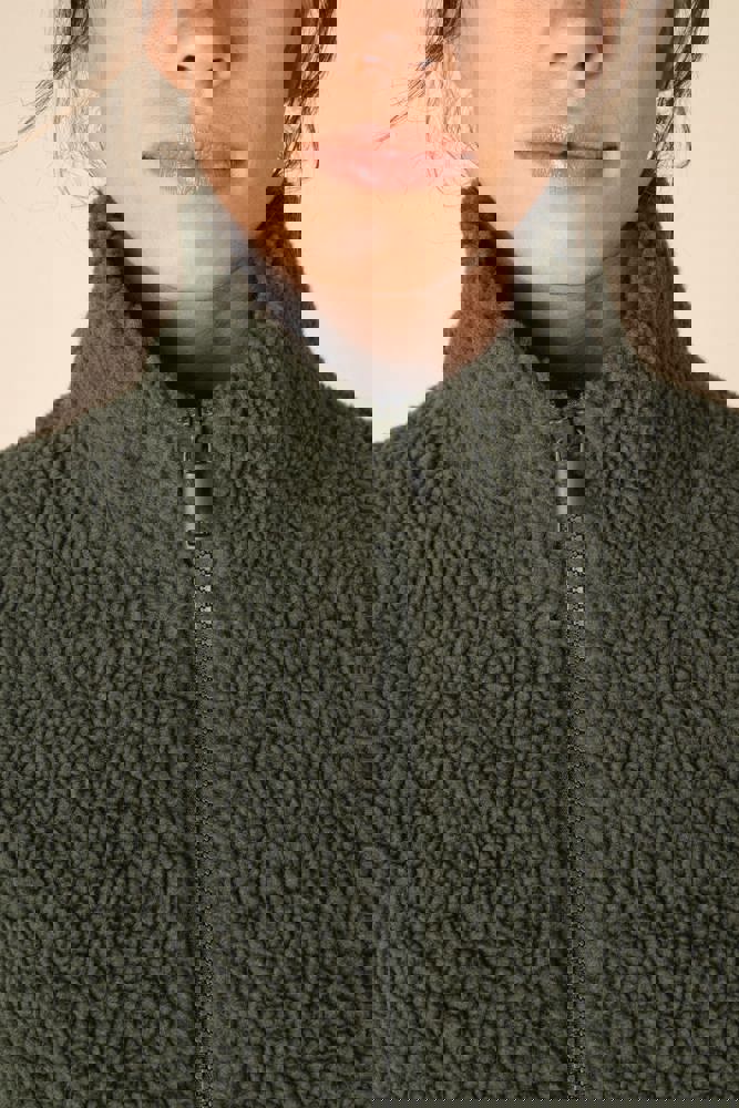 SP404 - Unisex-Sweatshirt aus Sherpa mit Reißverschluss und überschnittenen Schultern