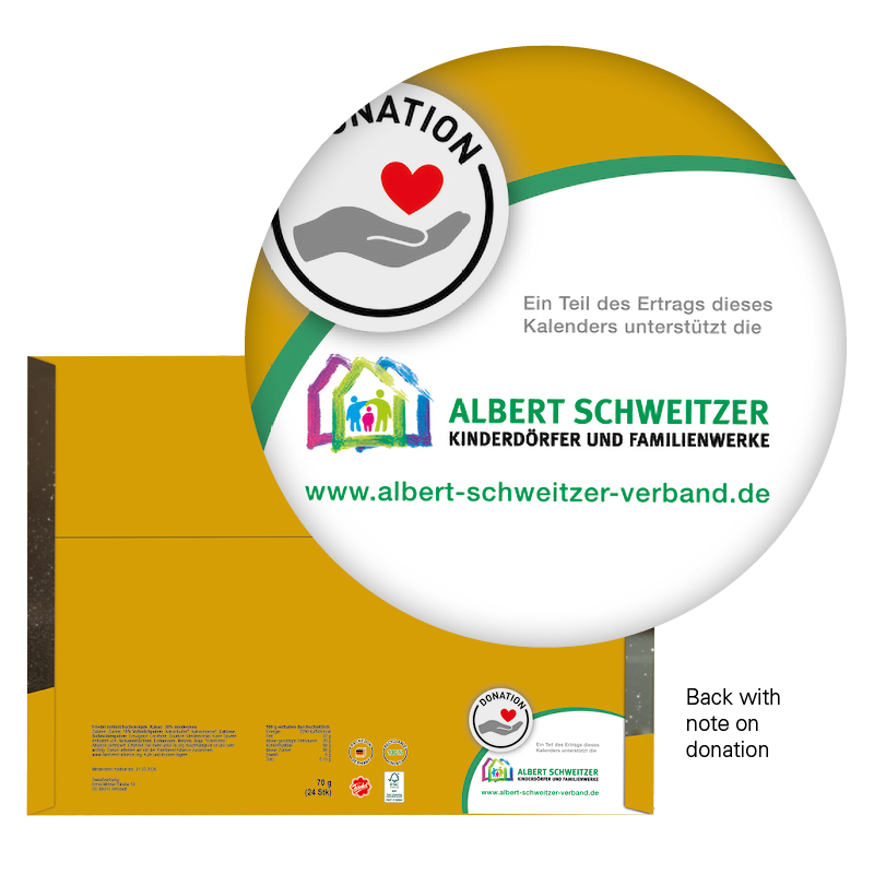 Classic Wand Adventskalender, Graspapier, Hochformat, gefüllt mit Friedel Schokolade