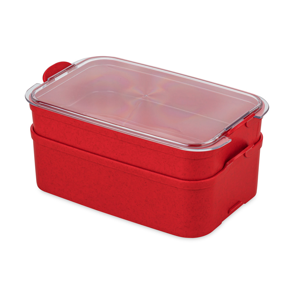 Koziol STAKK BENTOBOX 2 Bentobox 2l - nature red/crystal clear