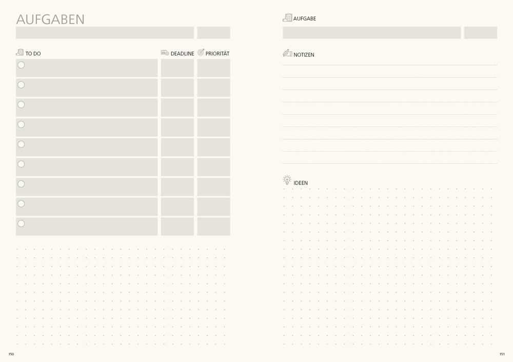 Notizbuch orgaLine Mainbook, Creme, schwarz-meliert
