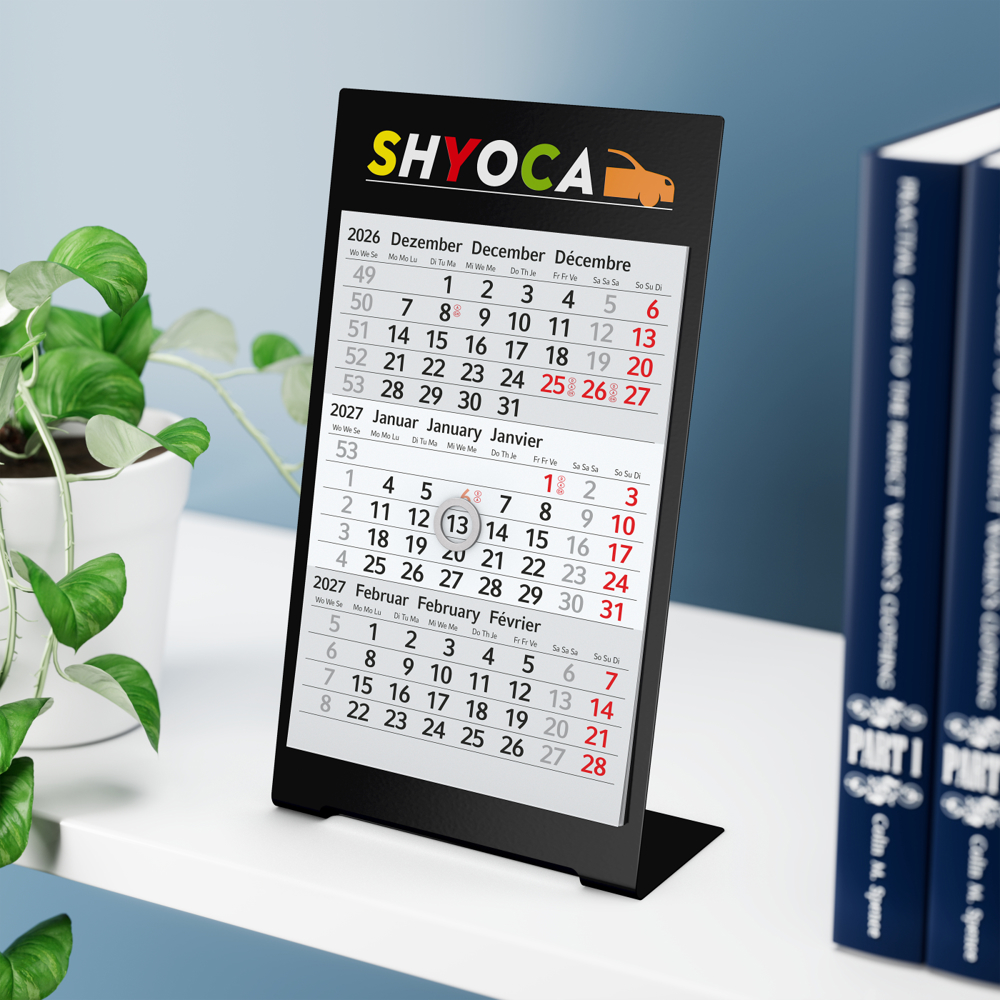 Tischkalender Desktop 3 Color, 1 Jahr, schwarz
