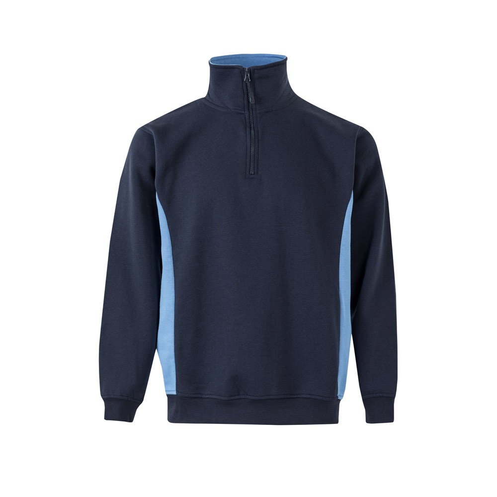 VL SVAROG. Zweifarbiges Frottee-Sweatshirt (260 g/m²), aus Polyester (65 %) und Baumwolle (35 %) - Marineblau, Hellblau