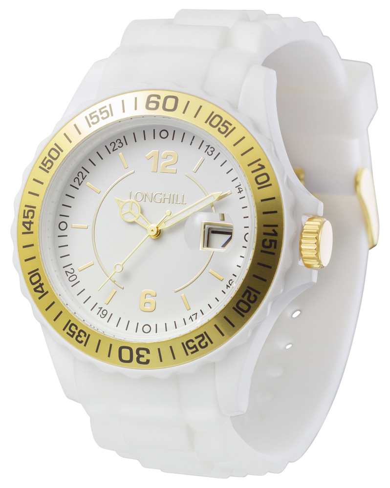 Kunststoffuhr LOGI GOLD - weiss