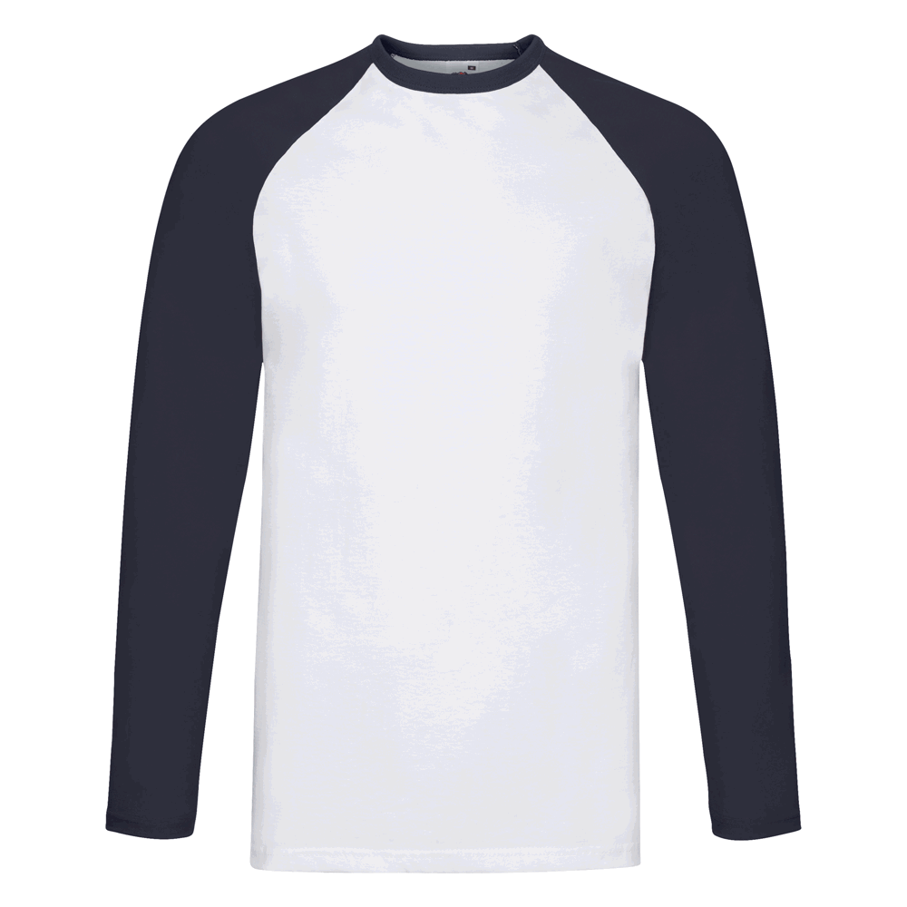 610280 - Valueweight Long Sleeve Baseball T-Shirt, weiß/deep navy, S