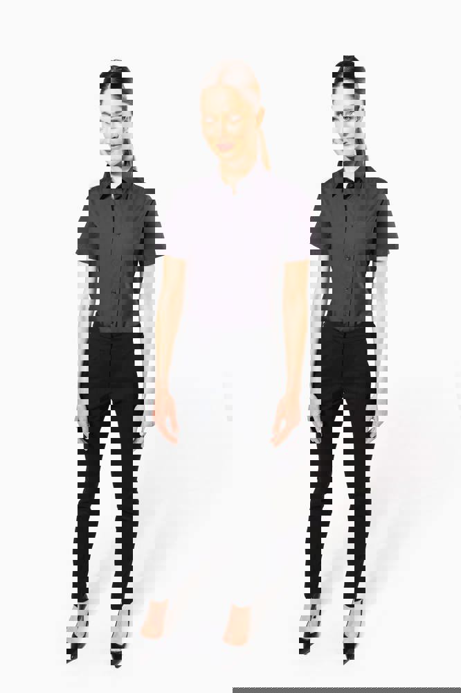 K544C - Damen Popelinebluse Kurzarm