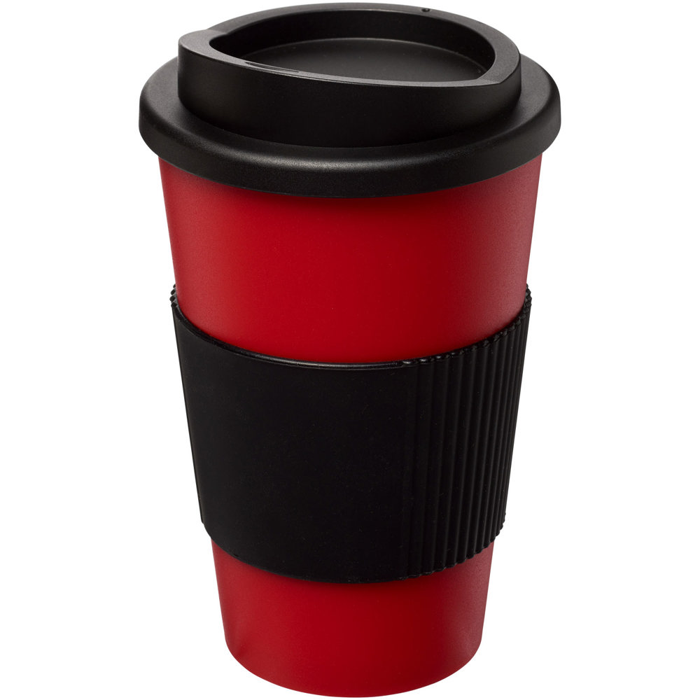 Americano® 350 ml Isolierbecher mit Schutzring - Schwarz, Rot