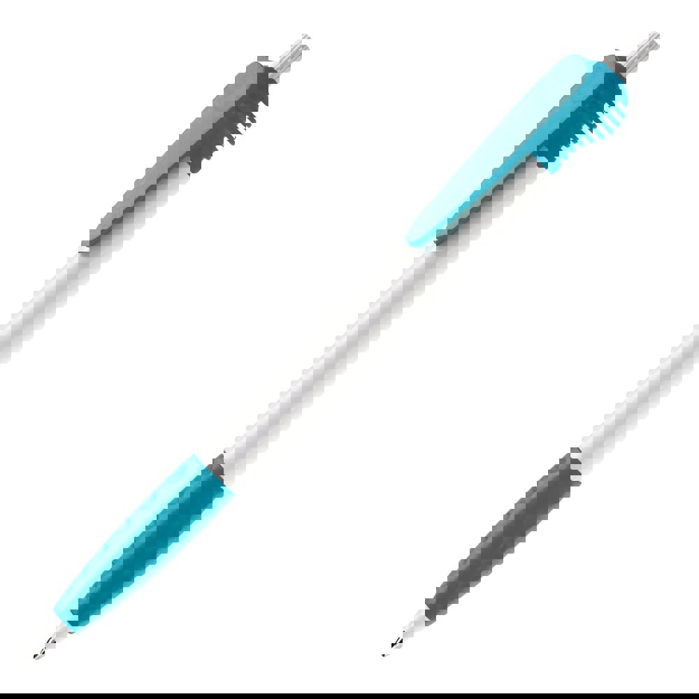 Kugelschreiber Cosmo Grip HC - Weiss / Türkis