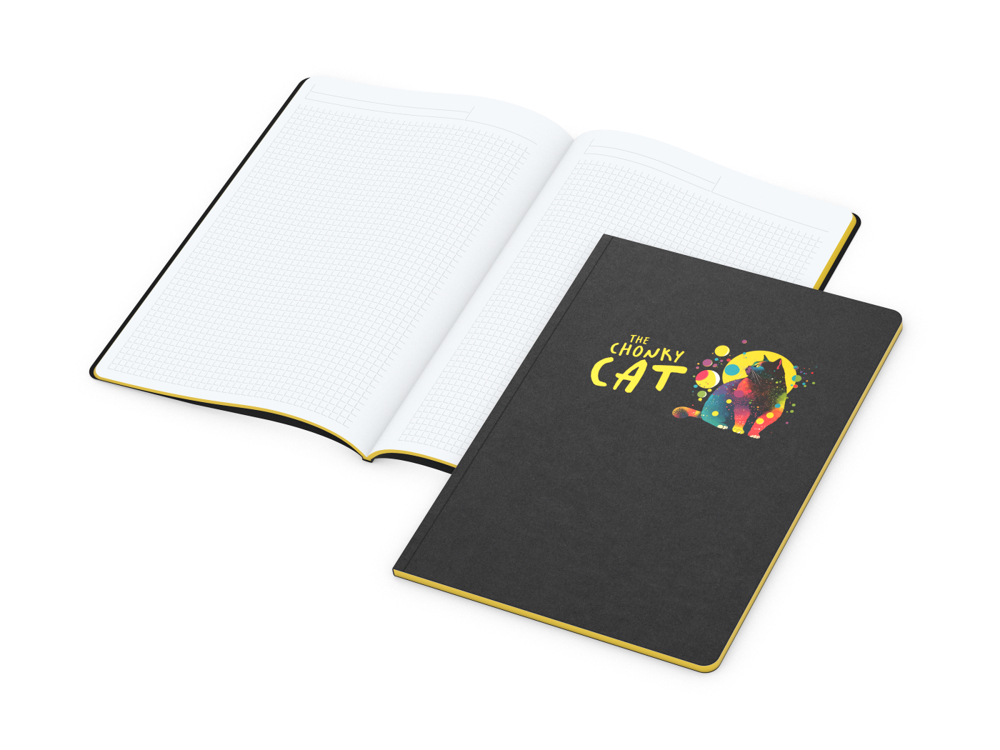 Notizbuch Tablet-Book, A4, Winkelkaro, gelb, Siebdruck-Digital