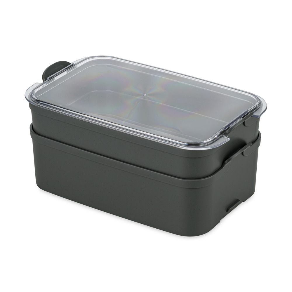 Koziol STAKK BENTOBOX 2 Bentobox 2l - nature ash grey/crystal clear