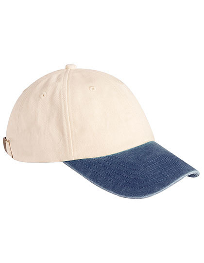 Beechfield - Contrast Peak Low Profile Vintage Cap - Natural, Vintage Denim
