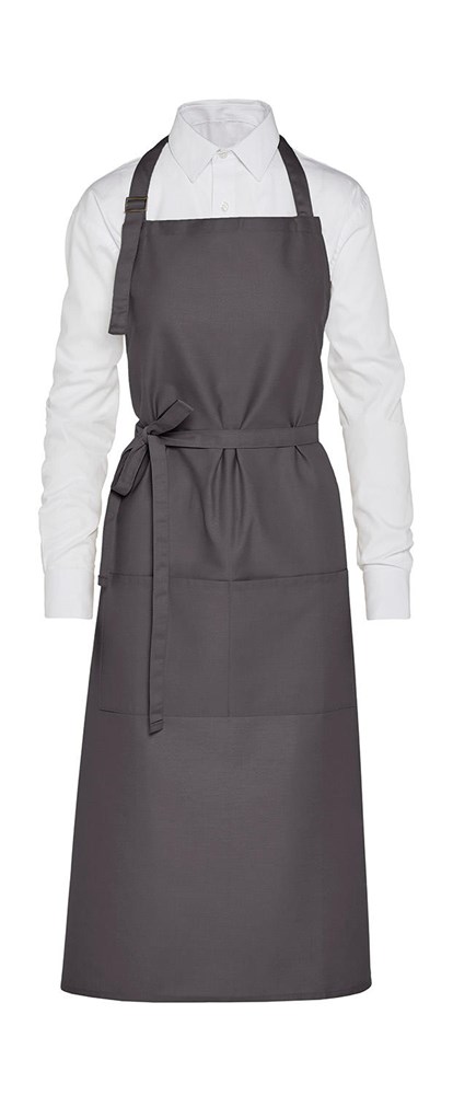 AMSTERDAM - Recycled Bib Apron with Pocket - Grey