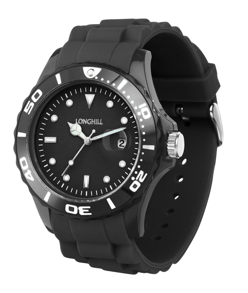 Kunststoffuhr LOGI - schwarz