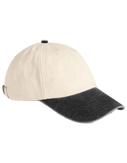 Beechfield - Contrast Peak Low Profile Vintage Cap - Natural, Vintage Black