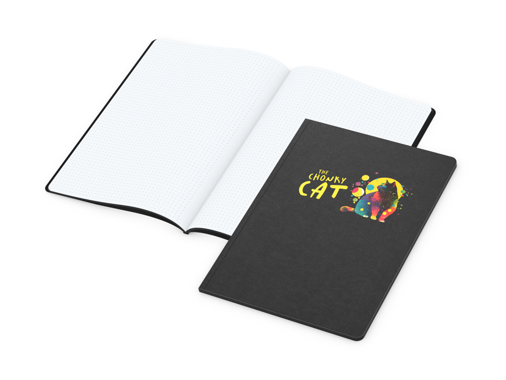Notizbuch Tablet-Book, A4, Punktraster, schwarz, Siebdruck-Digital
