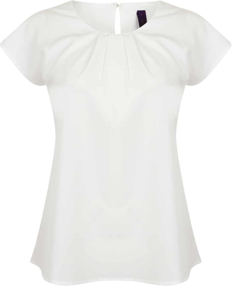 H597 - Ladies' pleat front blouse - White