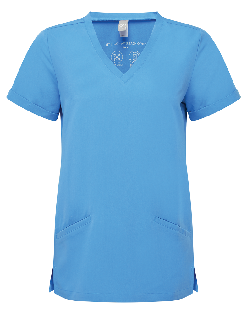 NN310 - Tunika mit Stretchanteil und kurzen Ärmeln, Damen - Ceil Blue