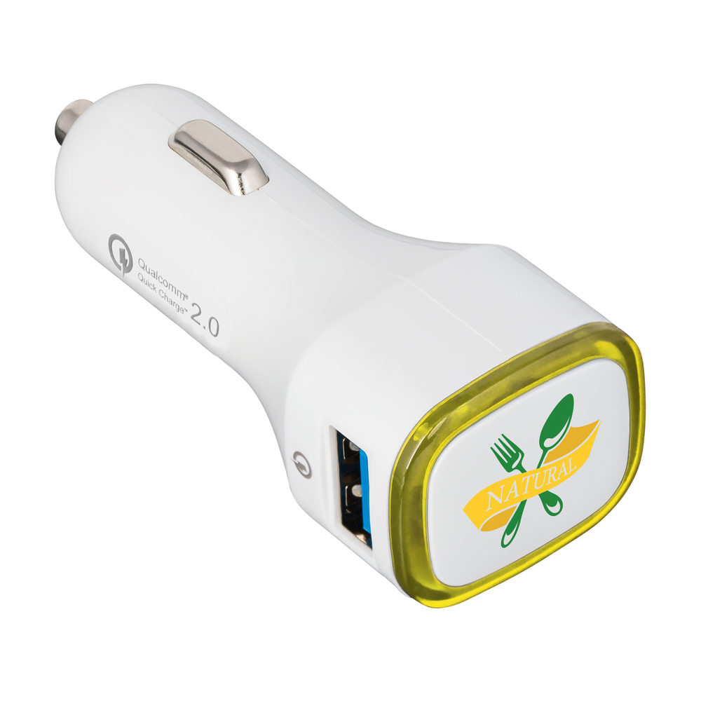 USB-Autoladeadapter Quick Charge 2.0® COLLECTION 500 - gelb, weiß / gelb