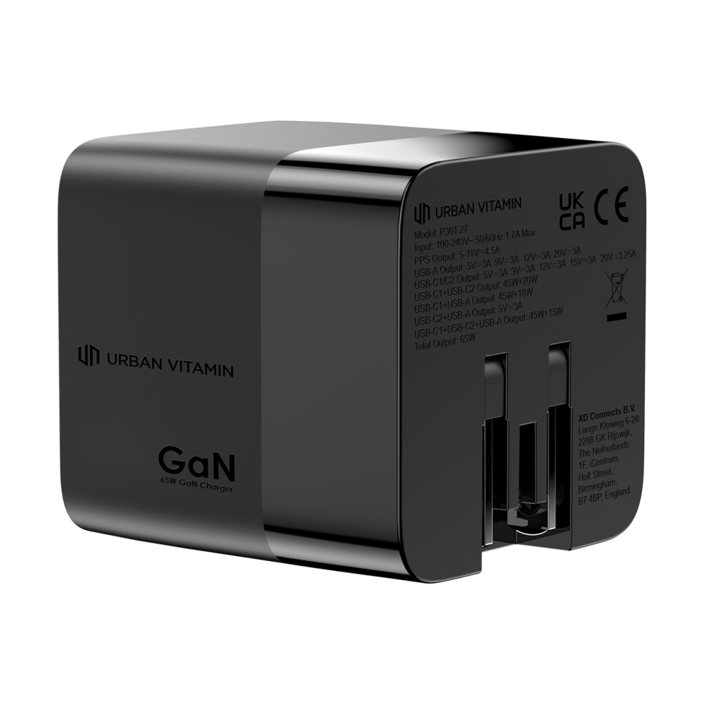 Urban Vitamin Mendocino 65W GaN-Charger mit einziehb. Kabel