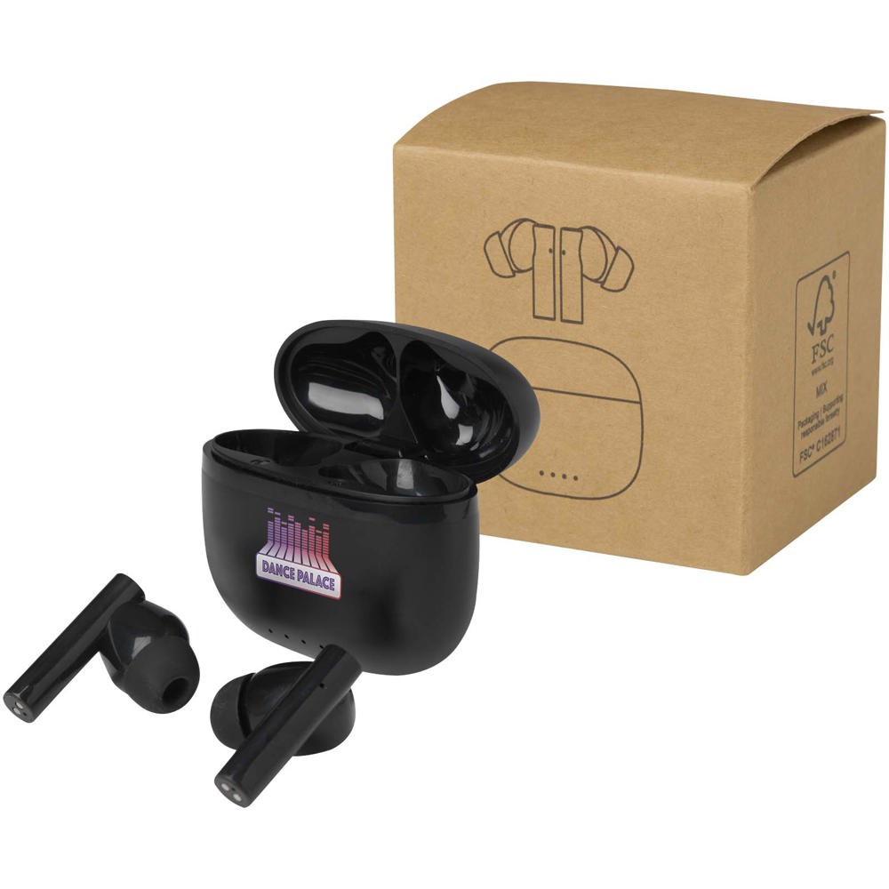 Alterf True Wireless Bluetooth® Headset aus recyceltem Kunststoff mit Silikon-Ohrstöpseln