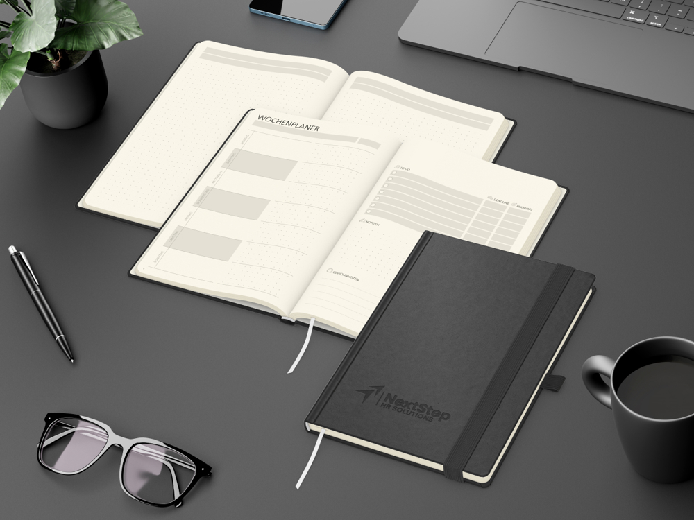 Notizbuch orgaLine Mainbook, Creme, schwarz-meliert