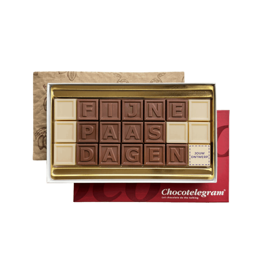 ChocoTelegram 21 | Frohe Ostertage | Milch/Weiß | eigenes Logo | 200 g